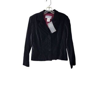 Jessica Howard Petite Black Velvet Blazer Jacket Women's 12P NWT